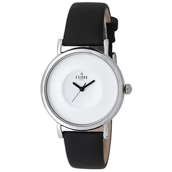 【CLOIE】時尚簡約素面圓形腕錶-白底x銀框 女款 CL10125-DA03