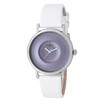 【CLOIE】簡約素面圓形女腕錶-紫色/銀框 CL10115-IA04