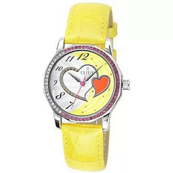 【CLOIE】圓形晶鑽女腕錶 黃色/34mm CL10175-MX13