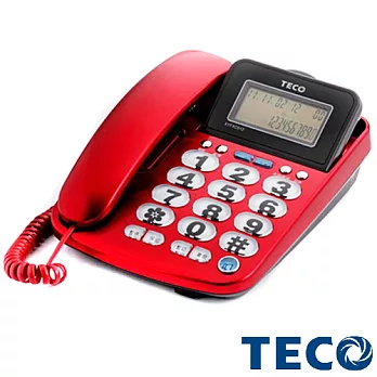 東元TECO-大字鍵來電顯示有線電話(XYFXC012)任選紅