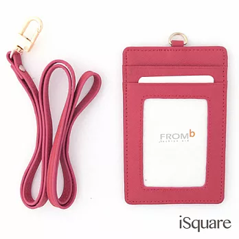 iSquare 韓國同步真皮卡夾系列 瑪琳娜 杏桃色