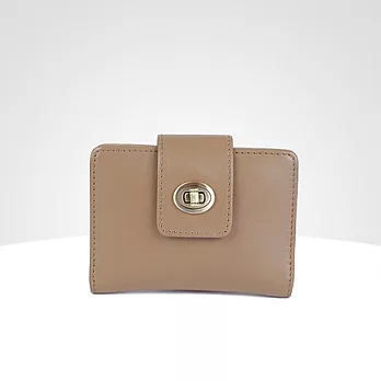 Locked 復古牛皮轉鎖名片夾-駝色