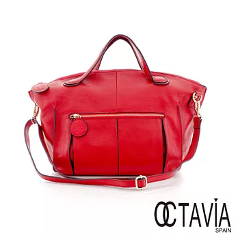 【Octavia 8 真皮】肩貝手提包 夫人的品味肩形手提公事包 -豔靚紅豔靚紅