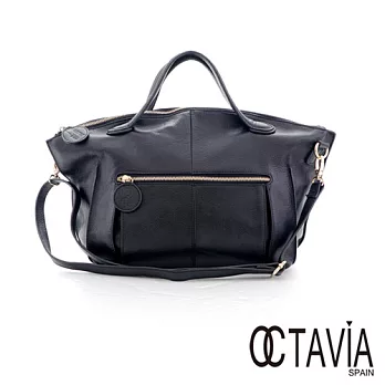 【Octavia 8 真皮】肩貝手提包 夫人的品味肩形手提公事包 -經典黑經典黑