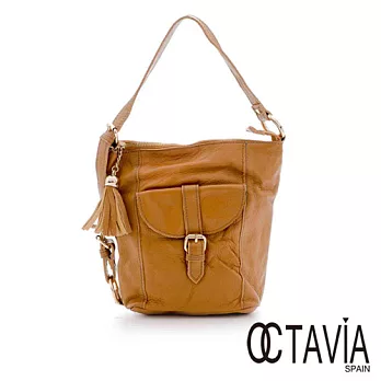 【Octavia 8 真皮】魔術二用小提包 牛皮馬蹄口袋二用小手提袋 - 馬場棕馬場棕