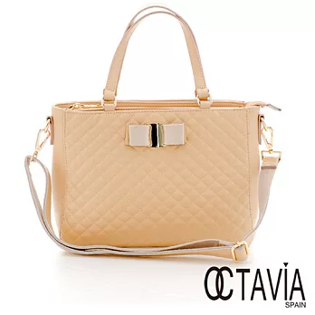 【Octavia 8 真皮】豔彩小D包 蝴蝶菱格紋牛皮手提包 - 清秀米清秀米