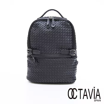 OCTAVIA 8 - 原型品味 正正的編織後背公事包 - 編織黑編織黑