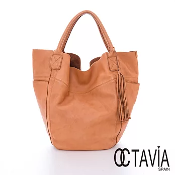OCTAVIA 8真皮 - 水洗羊皮文青包 羊皮流蘇手提包 - 駝駝