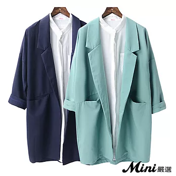 西裝外套 寬鬆顯瘦薄款外套 二色-Mini嚴選-FREE(藍綠色）