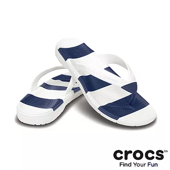 Crocs - 中性 - 海灘帆船人字拖-白/深藍色36白/深藍色