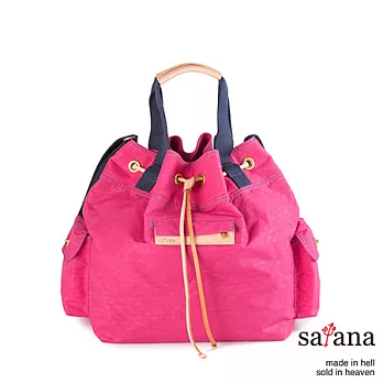satana - 軍風經典 抽繩水桶包 - 覆盆子冰沙紅