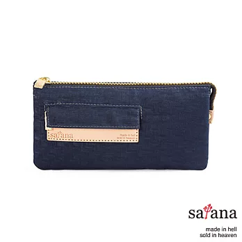 satana - 軍風經典 多夾層拉鍊長夾 - 深海軍藍