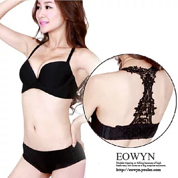 EOWYN．水溶花性感一片式露背美背深V聚攏少女無痕內衣胸罩NYA023-5889-29/2色/現貨+預購黑色32/70B