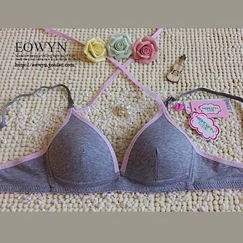 EOWYN．小胸聚攏三角杯純色系帶掛脖學生發育期少女內衣NYA028-2096-16/2色/現貨+預購麻灰32/70A