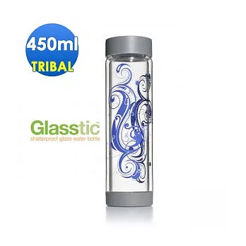 美國Glasstic：安全防護玻璃運動水瓶450ml-平蓋式-TRIBAL