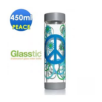 美國Glasstic：安全防護玻璃運動水瓶450ml-平蓋式-PEACE