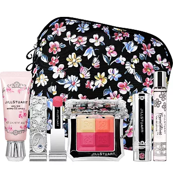 JILL STUART 花漾愛戀彩妝獻禮+花鑽香水(時尚香氛瓶)(10ml)+花漾愛戀化妝包
