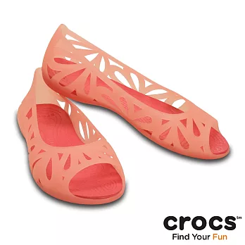 Crocs - 女 - 阿德端娜3代魚嘴平底鞋-西瓜紅/珊瑚紅色36西瓜紅/珊瑚紅色