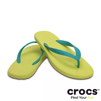 Crocs - 中性-彩威夷人字拖-藍綠/蕁麻黃色37藍綠/蕁麻黃色