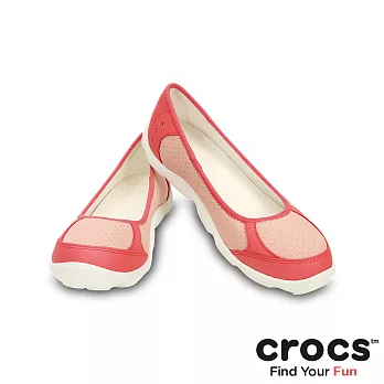 Crocs - 女 - 女士迪特芭蕾輕便鞋-珊瑚紅/白色35珊瑚紅/白色