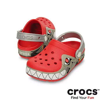 Crocs - 童-卡駱馳酷閃鯊魚金剛小克駱格-紅/銀色25紅/銀色