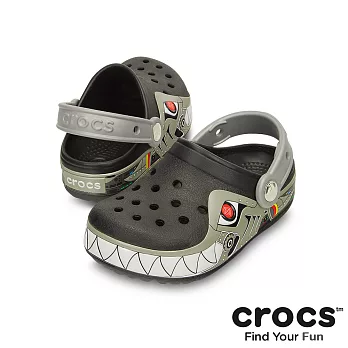 Crocs - 童 - 卡駱馳酷閃鯊魚金剛小克駱格-黑/銀色25黑/銀色