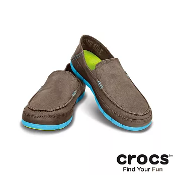 Crocs - 男-男士舒躍奇便鞋-白蠟銀/電光藍色46炭灰/柑橘色