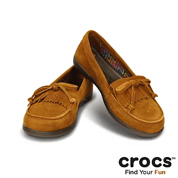 Crocs - 女-阿瑞安那麂皮便鞋-肉桂/深咖啡色35肉桂/深咖啡色