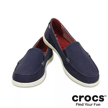 Crocs - 女-女士沃爾盧帆布便鞋-深藍/水泥灰色34卡其/水泥灰色