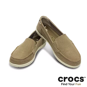 Crocs - 女-女士沃爾盧帆布便鞋-卡其/水泥灰色34卡其/水泥灰色