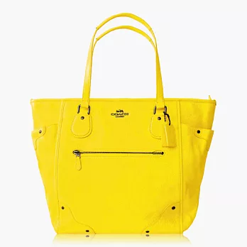 【COACH 實搭耐用】皮革 / 手提 / 肩背托特包_黃色
