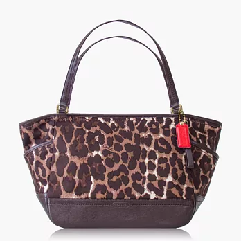 【COACH 實搭耐用】織布 / 手提 / 肩背托特包_豹紋咖