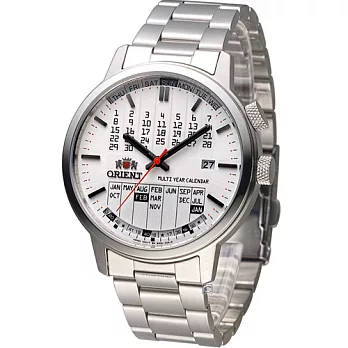 東方錶 ORIENT 多功能萬年曆機械腕錶 FER2L004W 白