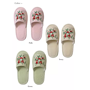 【PBH】Little straw berry鄉村草莓風(室內拖鞋)清新綠