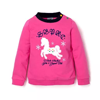 【SBPRC】小白馬圖案單肩排扣長袖上衣80粉紅