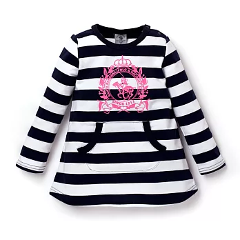 【SBPRC】大LOGO圖樣條紋長袖洋裝90深藍