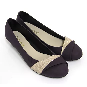 【Pretty】熱銷款金蔥拼接楔型低跟鞋24紫色