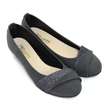 【Pretty】熱銷款金蔥拼接楔型低跟鞋23灰色