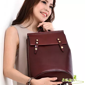 【手感的秀】頂級植鞣革極簡人氣後背包(奢華紅)