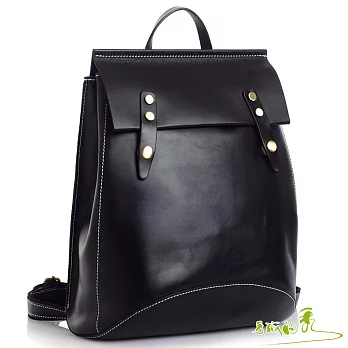 【手感的秀】頂級植鞣革極簡人氣後背包(時髦黑)