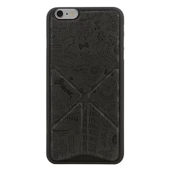 Ozaki 0.4+ Travel iPhone 6/6S Plus旅遊系列可站立保護殼-羅馬(黑灰)