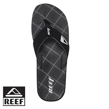REEF柔軟舒適針織織帶親水性佳人體工學防滑男款人字拖.黑格紋GRY PLAID 38黑格紋
