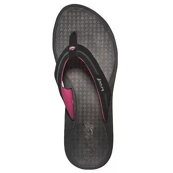 REEF涼感果凍鞋床人體工學織帶女款人字拖.黑6黑