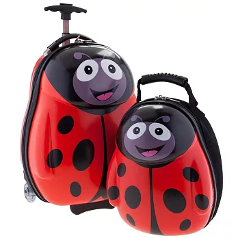 【英國Cuties and Pals】蛋型輕硬殼兒童專屬旅行箱+背包 2件組瓢蟲