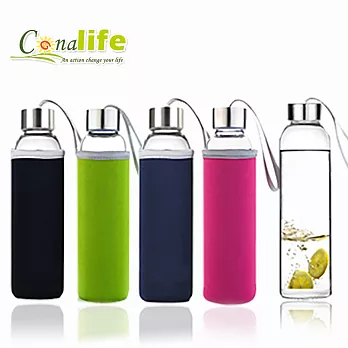 【Conalife】冷熱兩用玻璃水瓶550ml (買一送一)粉紅色2入