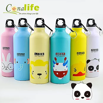 【Conalife】卡哇依攜帶式韓版萌動物運動水壺500ML6入組(每款各1)