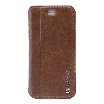 皮爾卡登 iPhone6 Plus歐風高級牛皮翻蓋保護套 (卡袋款)棕色