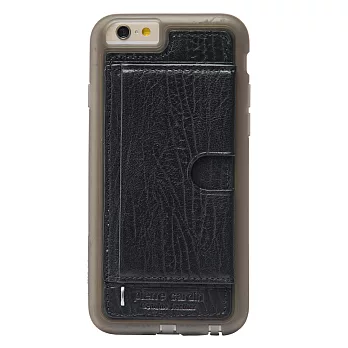 皮爾卡登 iPhone6歐風高級牛皮保護殼 (卡袋款)黑色