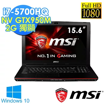 【MSI 微星】GP62 2QE-210TW 15.6吋 i7-5700HQ四核心 Win8.1 GTX950M獨顯 FHD高畫質 Win10 電競筆電電競