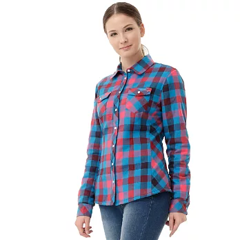 【hilltop山頂鳥】女款ThermoTech長袖襯衫C05F12-M藍格紋
